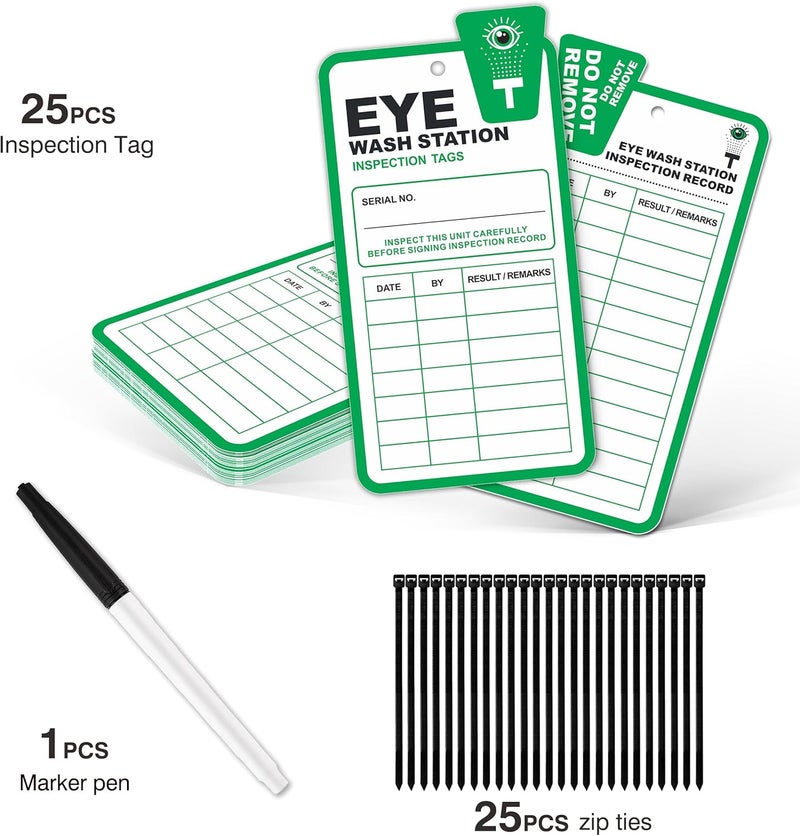 Fiivas Eye Wash Station Inspection Tags 25 Pack, Plastic Eyewash Inspection Safety Tags, Yearly Monthly Weekly Inspection Records Tag for Eye Wash Station, OSHA Eye Wash Tag Test Cards - Image 4